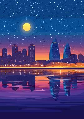 Night Cityscape Reflection