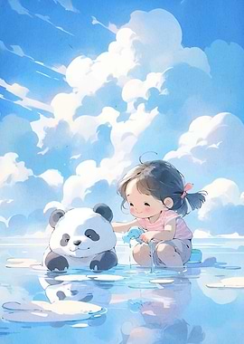 Girl Panda Water