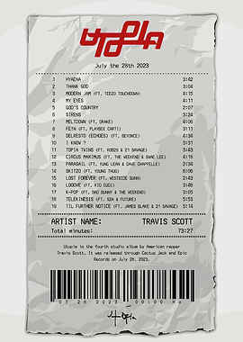 Travis Scott Utopia Album Receipt