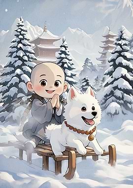 Monk Dog Sledding Winter