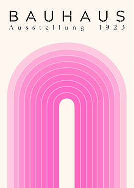 Bauhaus Ausstellung 1923 Wall Art, Pink Geometric Print, Minimalist Poster, Mid Century Modern, Exhibition Poster, Art Print