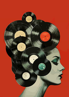 Vinyl Records Hairstyle Portrait