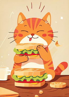 Cartoon Cat Sandwich