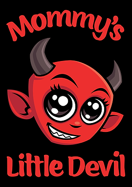 Cute Mommy's Little Devil Cartoon Design