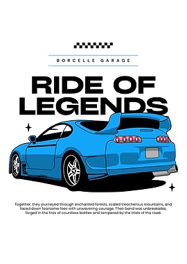 Ride of Legends Blue Car Poster