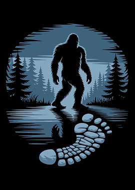 Bigfoot Sighting Legend of the Forest with Footprint
