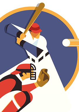 Baseball Batter and Catcher Illustration