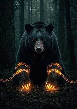 Chained Bear in Dark Forest
