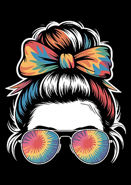 Tie-Dye Vibes Retro Glasses & Bow