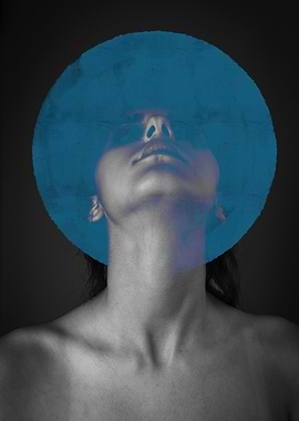 Woman with Blue Circle Overlay
