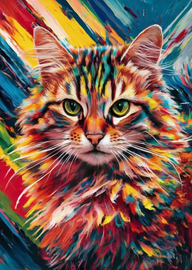 Rainbow Cat Portrait