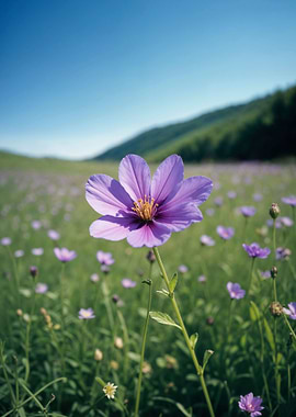 Purple Flower Field Landscape