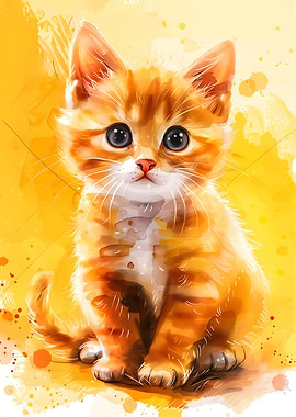 Watercolor Kitten Portrait