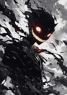 Creepy Shadow Figure with Glowing Eyes