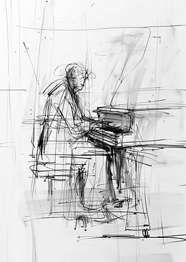 Abstract Piano Player Sketch