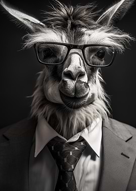 Llama in Suit with Glasses