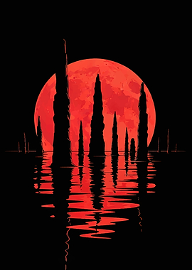 Blood Moon Over Dark Waters