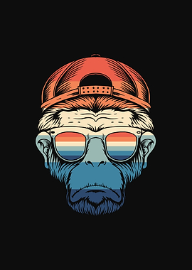Cool Monkey with Retro Sunglasses