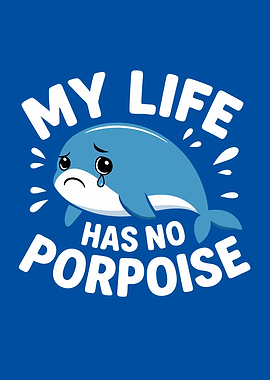 Sad Porpoise Cartoon Pun Marine