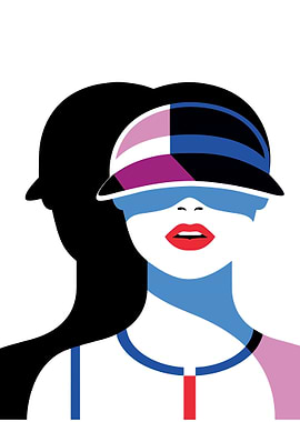 Abstract Woman with Visor Illustration