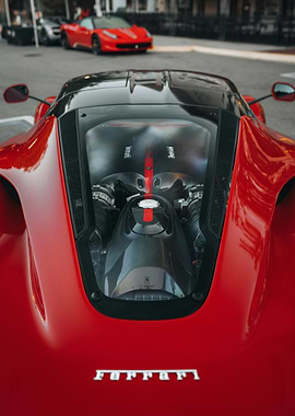Red LaFerrari Engine Close-Up