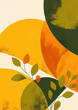 Abstract Botanical Art with Geometric Shapes