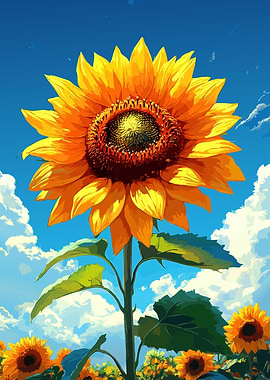 Sunflower Field Under Blue Sky