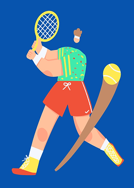 Tennis Player with Racket and Ball