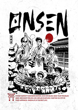 Onsen Japanese Hot Spring Manga Art