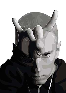 Eminem portrait in grayscale tones