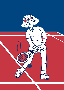 Tennis Player Cartoon Illustration