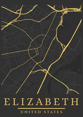 Elizabeth, United States Map Art