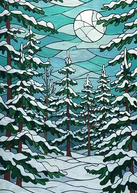 Winter Forest Stained Glass