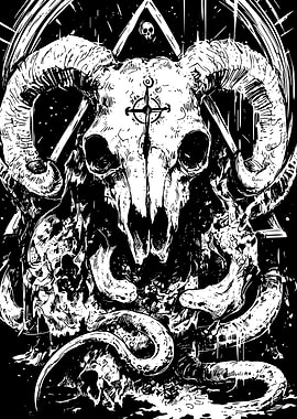 Occult Ram Skull Illustration