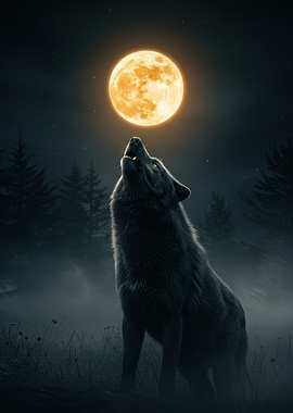 Wolf Howling at the Moon