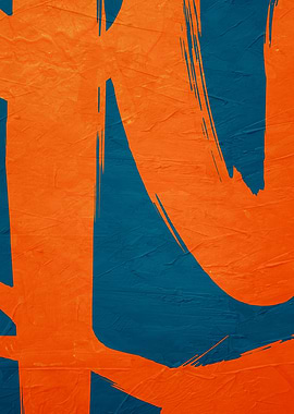 Abstract Orange and Blue Brushstrokes
