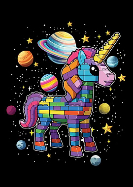 Colorful Lego Unicorn in Space