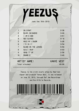 Yeezus Album Receipt Art