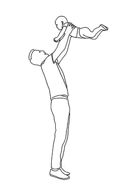 Father and Baby Minimalist Line Art