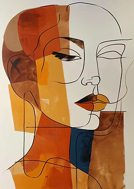 Abstract Woman Portrait with Geometric Shapes