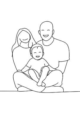 Minimalist Family Portrait Line Art