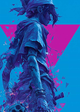 Blue and Pink Warrior Digital Art