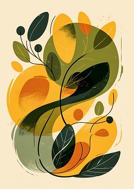 Abstract Floral Art with Earth Tones