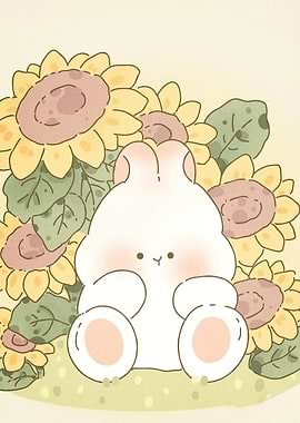 Cute Bunny Sunflowers
