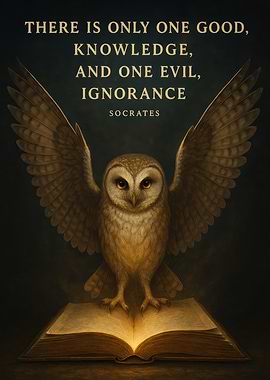 Owl, Book, and Socrates Quote