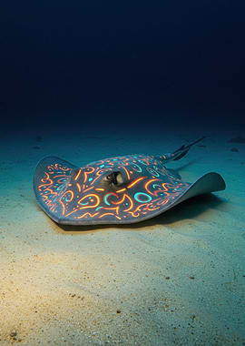 Ornate Stingray on Sandy Ocean Floor