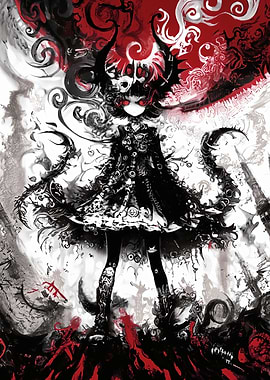 Dark Fantasy Girl with Horns