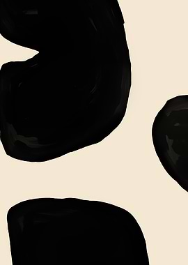 Abstract Black Shapes on Beige