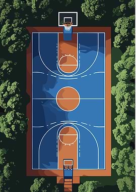 Aerial View of Basketball Court in Nature