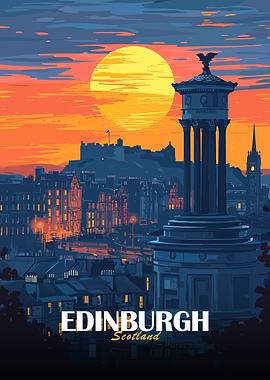 Edinburgh Scotland Cityscape at Sunset
